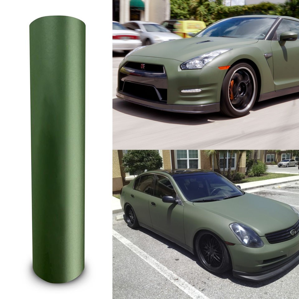 Matte Olive Green Car Vinyl Wrap – Full Roll